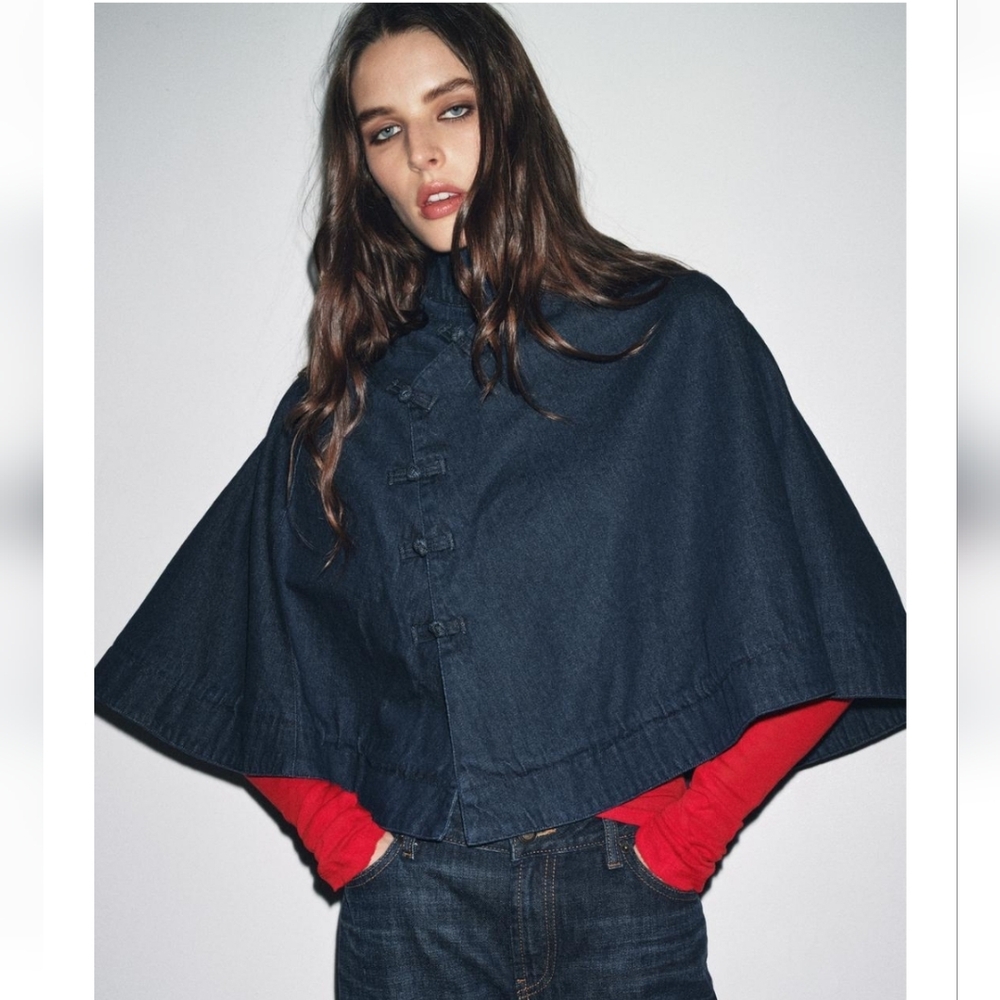 Zara Dark Blue Cape Jacket